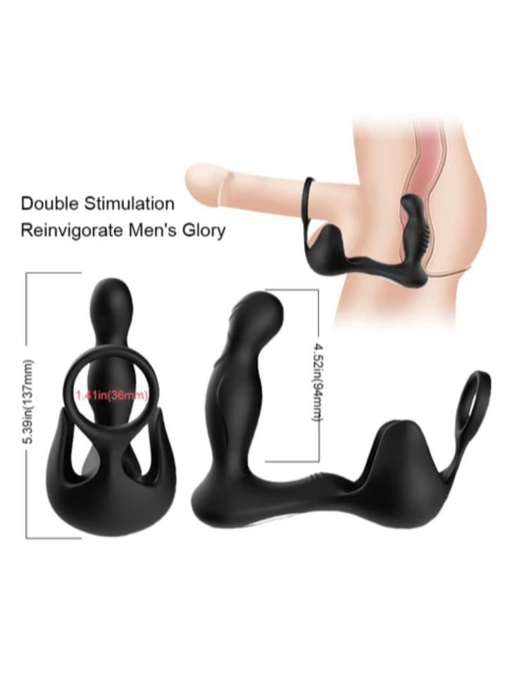 Rechargeable Remote Control Anal Vibrator with Cock Ring Japanese Sex Toy